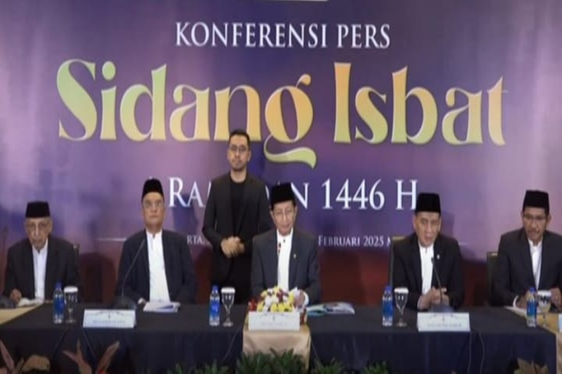 SIDANG ISBAT: Konferensi Pers Sidang Isbat Awal Ramadan 1446 HI bersama Menteri Agama, Nazaruddin Umar. (foto hasil screenshoot/kacamatanegeri.com)